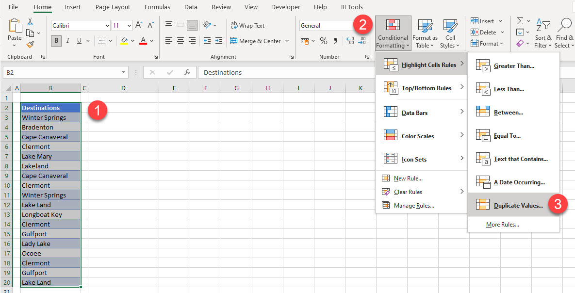 filter duplicates cond formatting