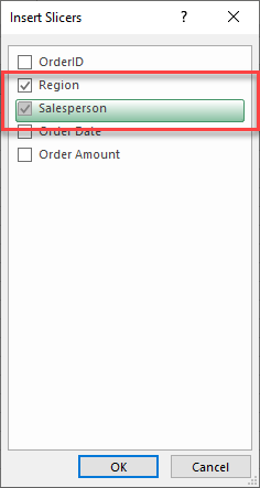 create table insert slicer